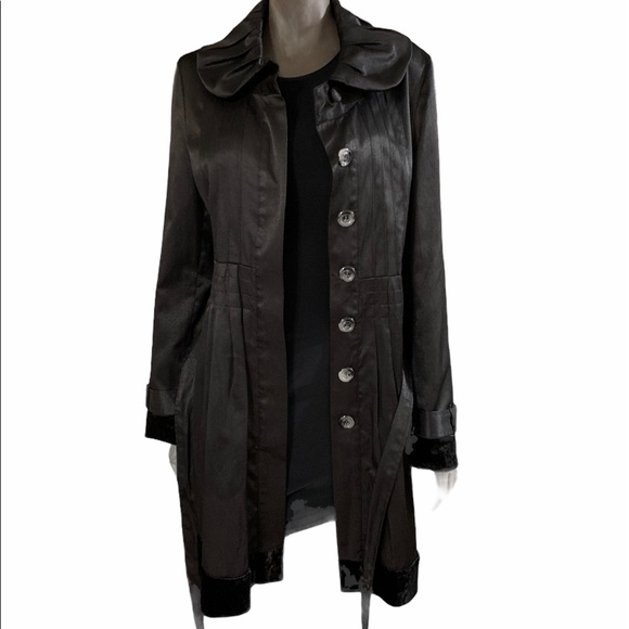 C2 studio satin jacket with velvet trim - Picture 2 of 11